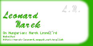 leonard marek business card